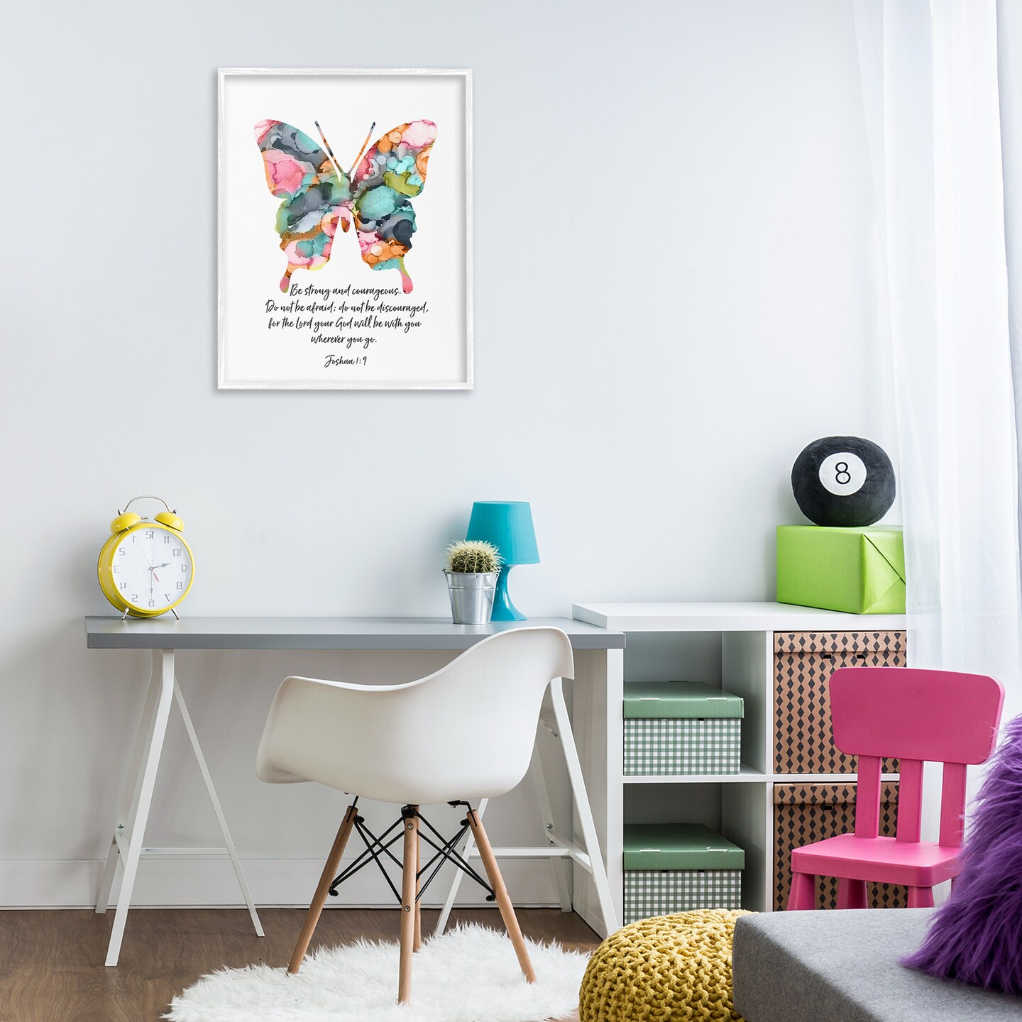 Stupell Industries Be Strong Joshua 1:9 Butterfly Framed Giclee By Lisa Nohren