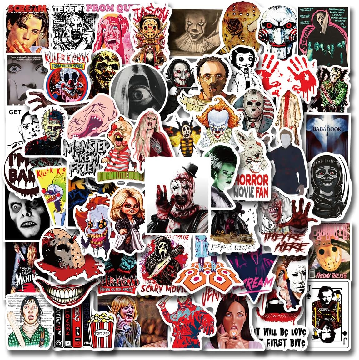 100 Pcs Horror Stickers, Horror Gifts, Horror Movie Stickers