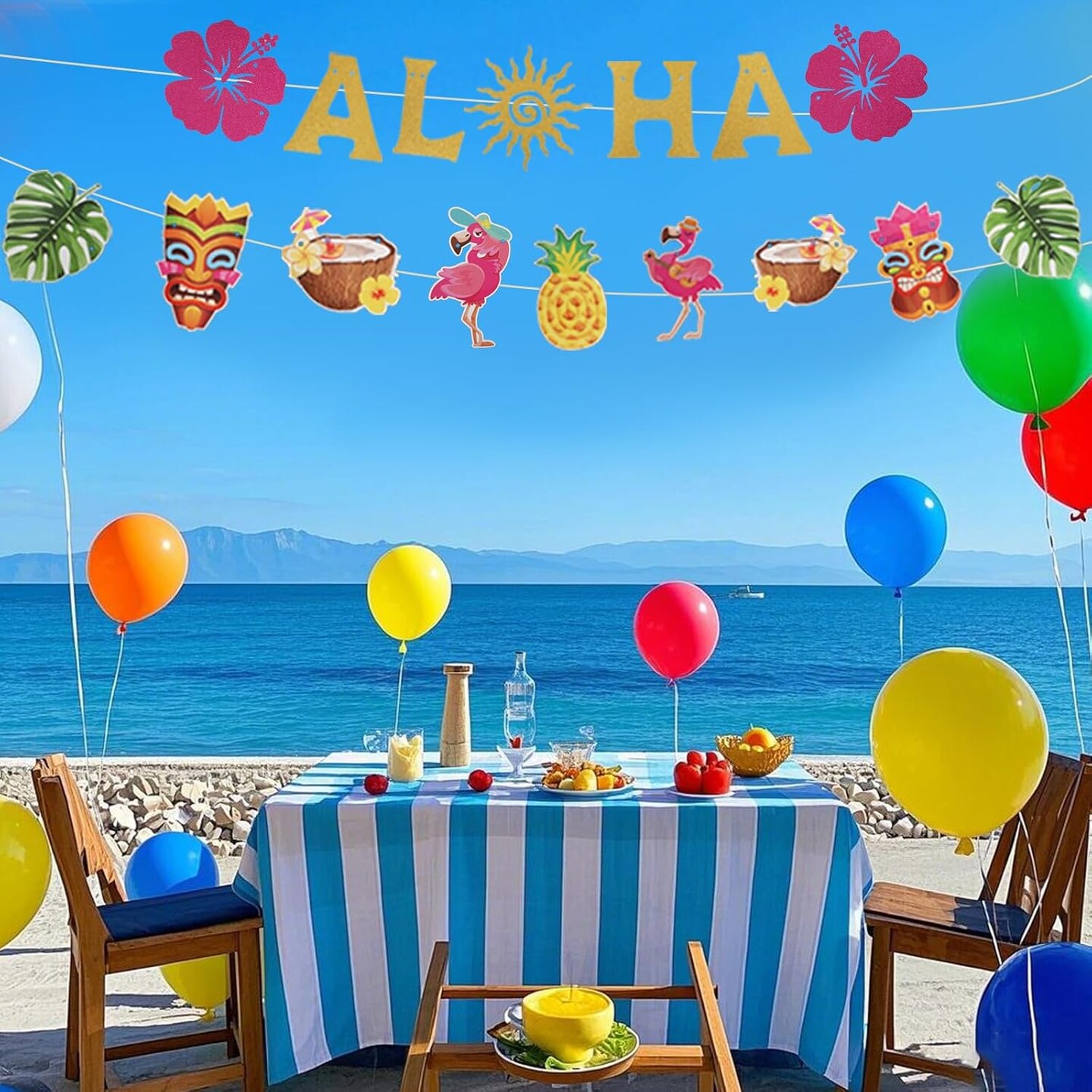Hawaiian Aloha Party Decorations - Glittery Aloha Banner