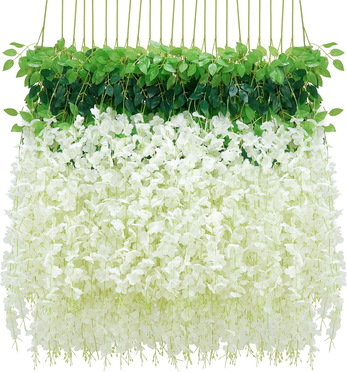 10Pcs White Fake Wisteria Hanging Flowers, 3.6Ft/Pcs Artificial Wisteria Garland
