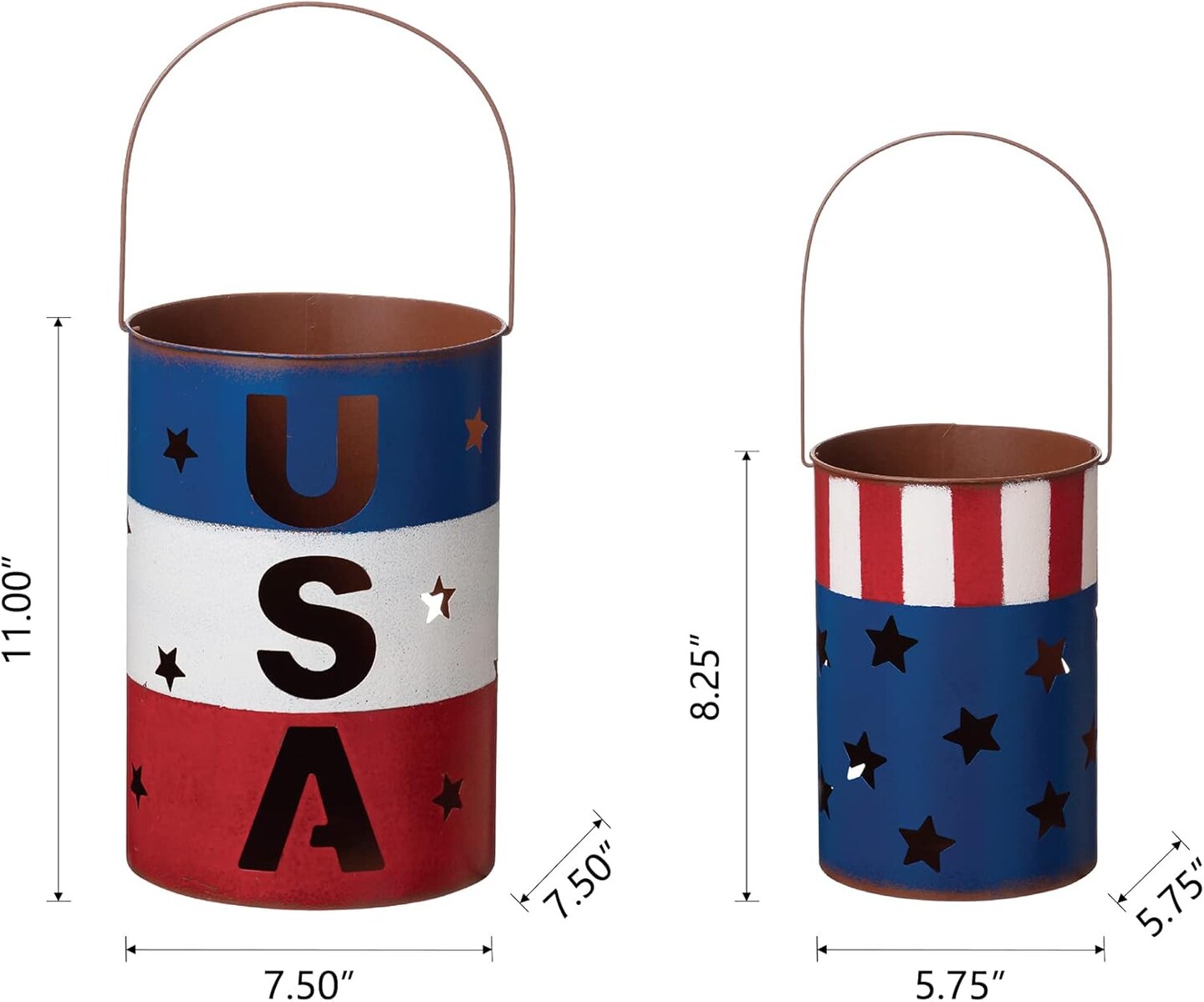 Set of 2 American Metal Decorative Lanterns