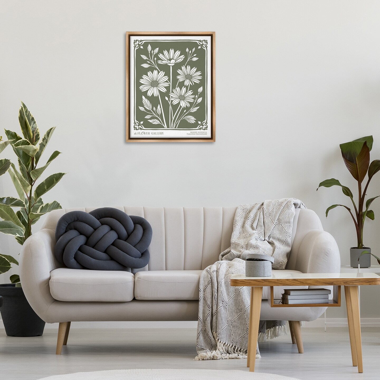 Stupell Industries Minimal Daisies on Green Floating Frame By Lettered and Lined