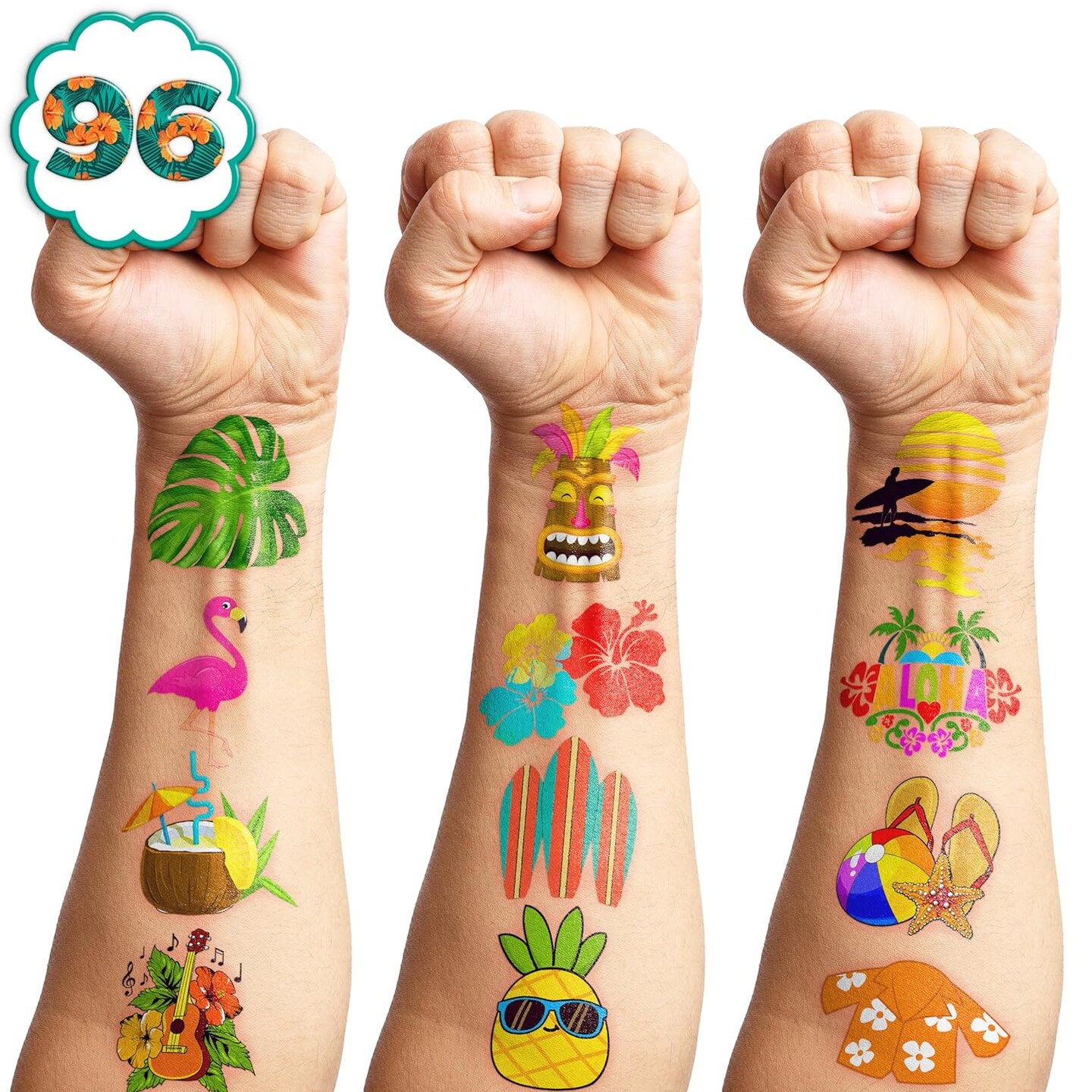 Hawaiian Luau Tattoos Temporary Theme Birthday Party Decorations