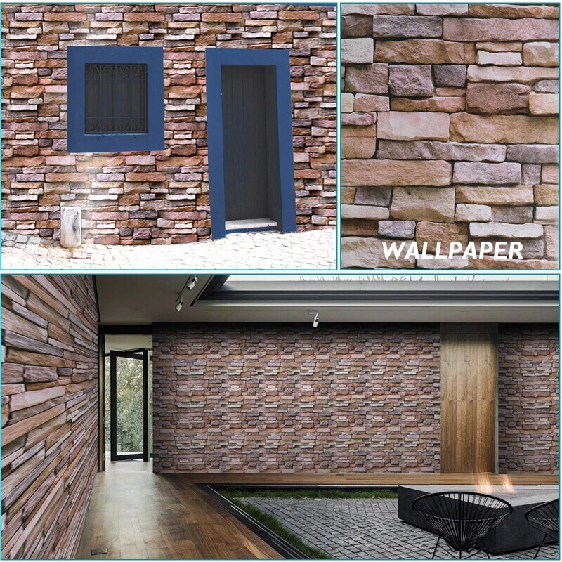 3D Brick Stone Peel &#x26; Stick Self-Adhesive Wallpaper
