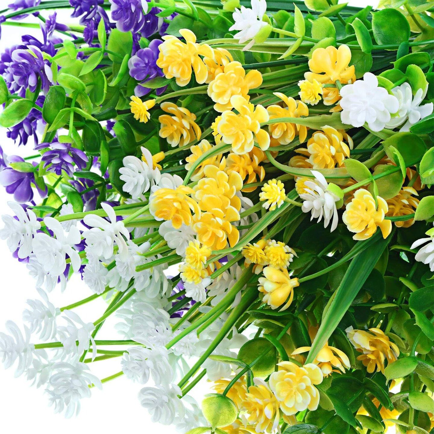 12 Bundles Artificial Flowers Outdoor, UV Resistant Faux Artificial Plants