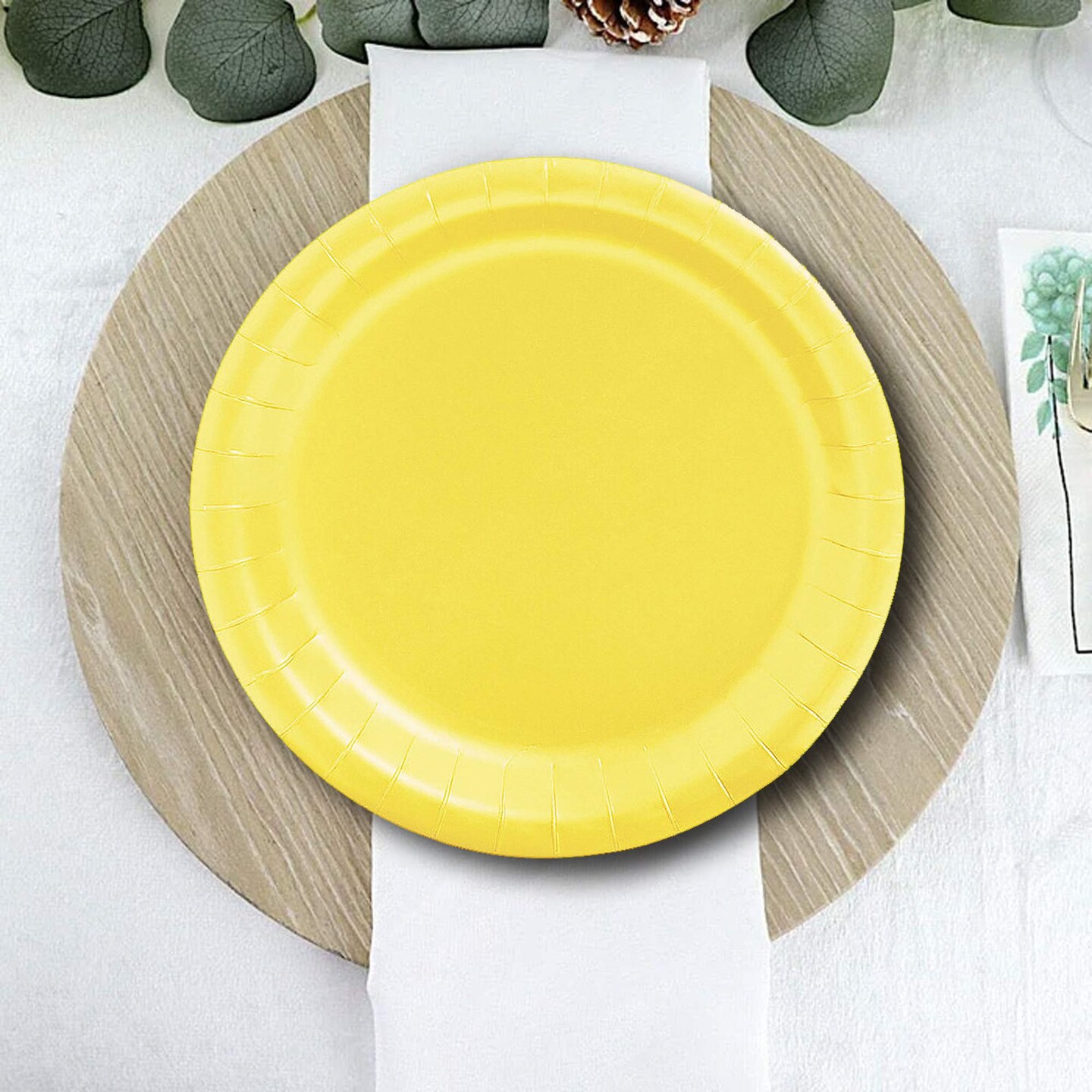 24 Count Yellow Paper Dessert Plates for Birthday Shower Party Decor 7 Inch