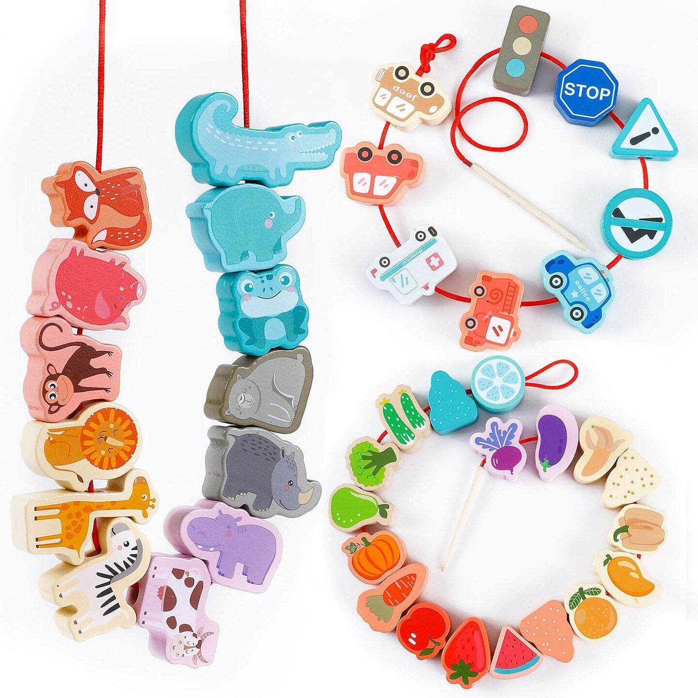Montessori Educational Threading Toys Wooden Stringing