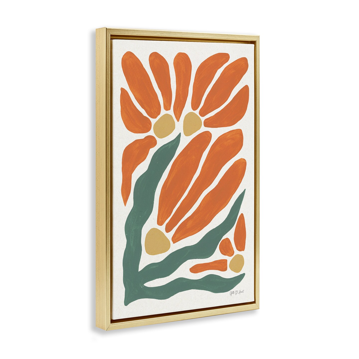 Stupell Industries Midcentury Orange Blooms Floating Frame By Yvette St. Amant