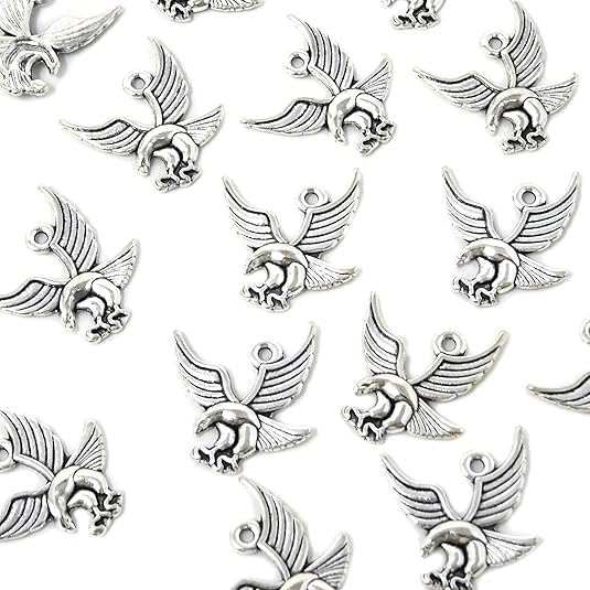 50PCS Antique Silver Alloy Eagle Charms Pendants for Jewelry Making