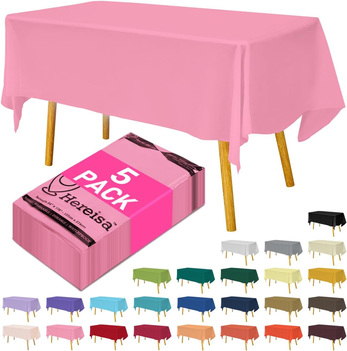 Disposable Plastic Tablecloth Pink
