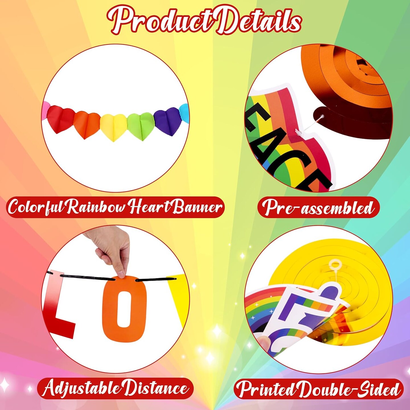 Gay Pride Rainbow Party Decorations - Happy Pride/Love Is Love Banner Garland