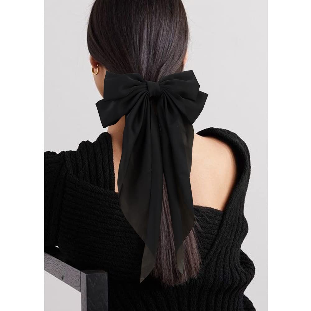 Silky Satin Hair Bows 2Pcs Big Hair Bows for Women Hair Ribbons