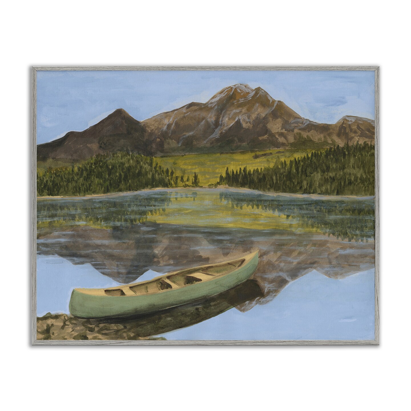 Stupell Industries Alpine Lake with Canoe Framed Giclee By Michael Willett
