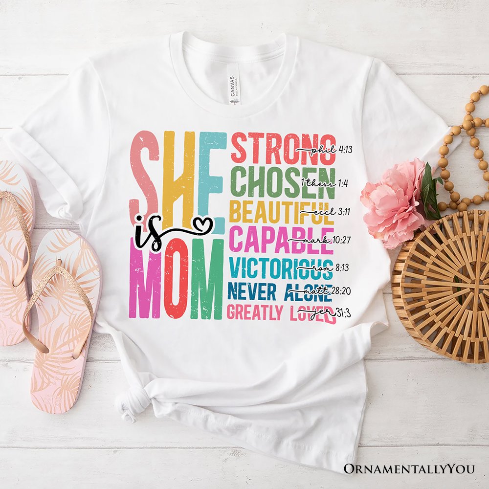 Inspirational Christian Mom T-Shirt, Affirmation White Tee for Strong and Motivated Mothers