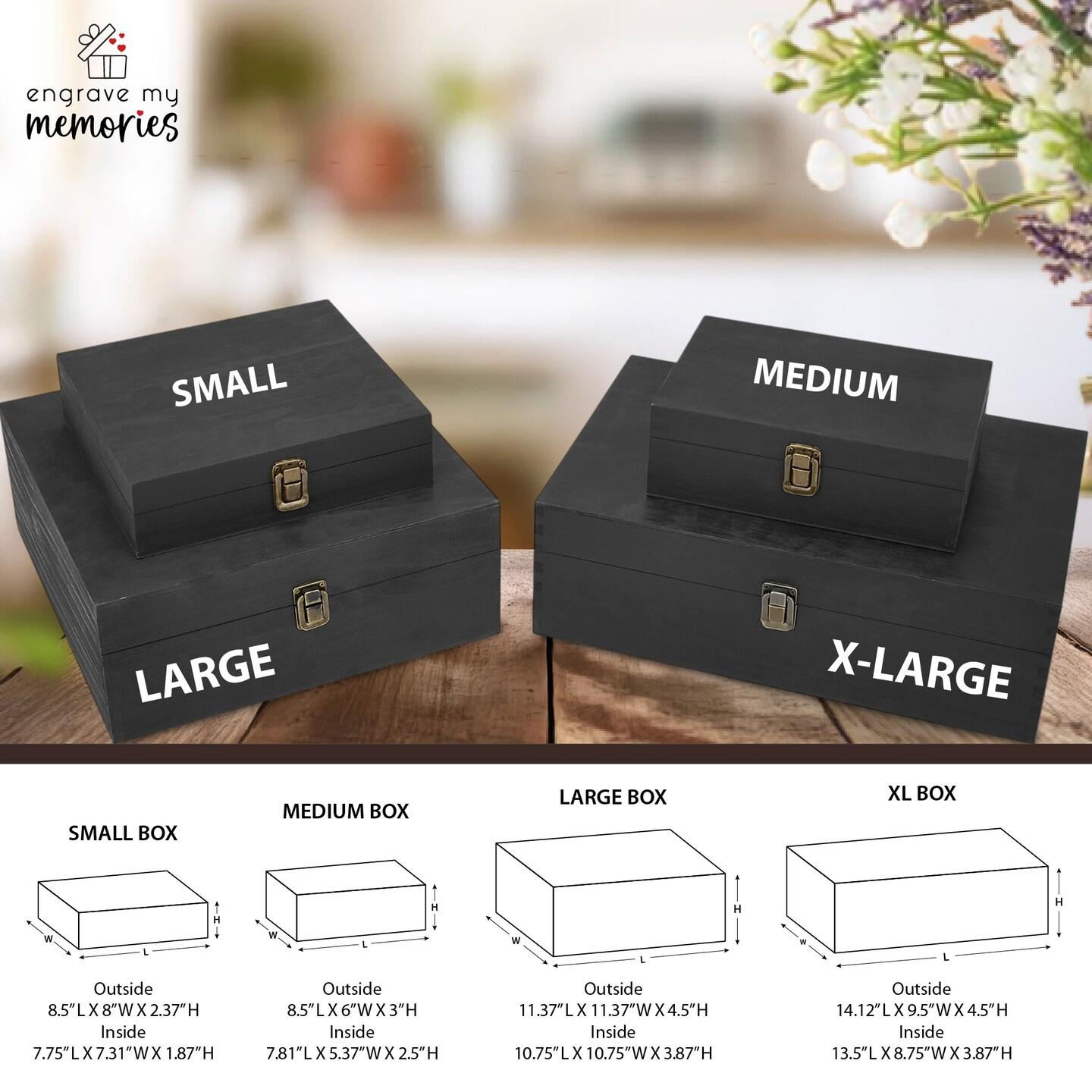 Wood Memory Box, Rustic Wooden Keepsake Box,Personalized Engraved Gift Box,Wedding  Memory Chest, Couple's Custom Box | MakerPlace by Michaels, image size:1080x1080