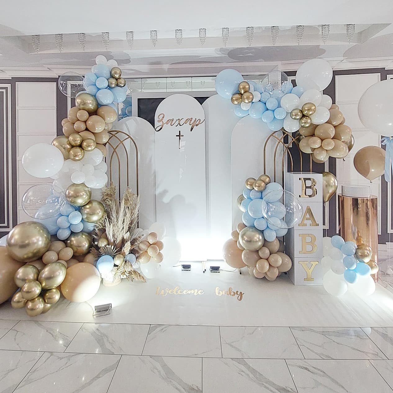 Blue and White Gold Balloons,100 pcs Blue White Gold Balloon Garland Arch Kit Metallic Chrome Gold Ballons
