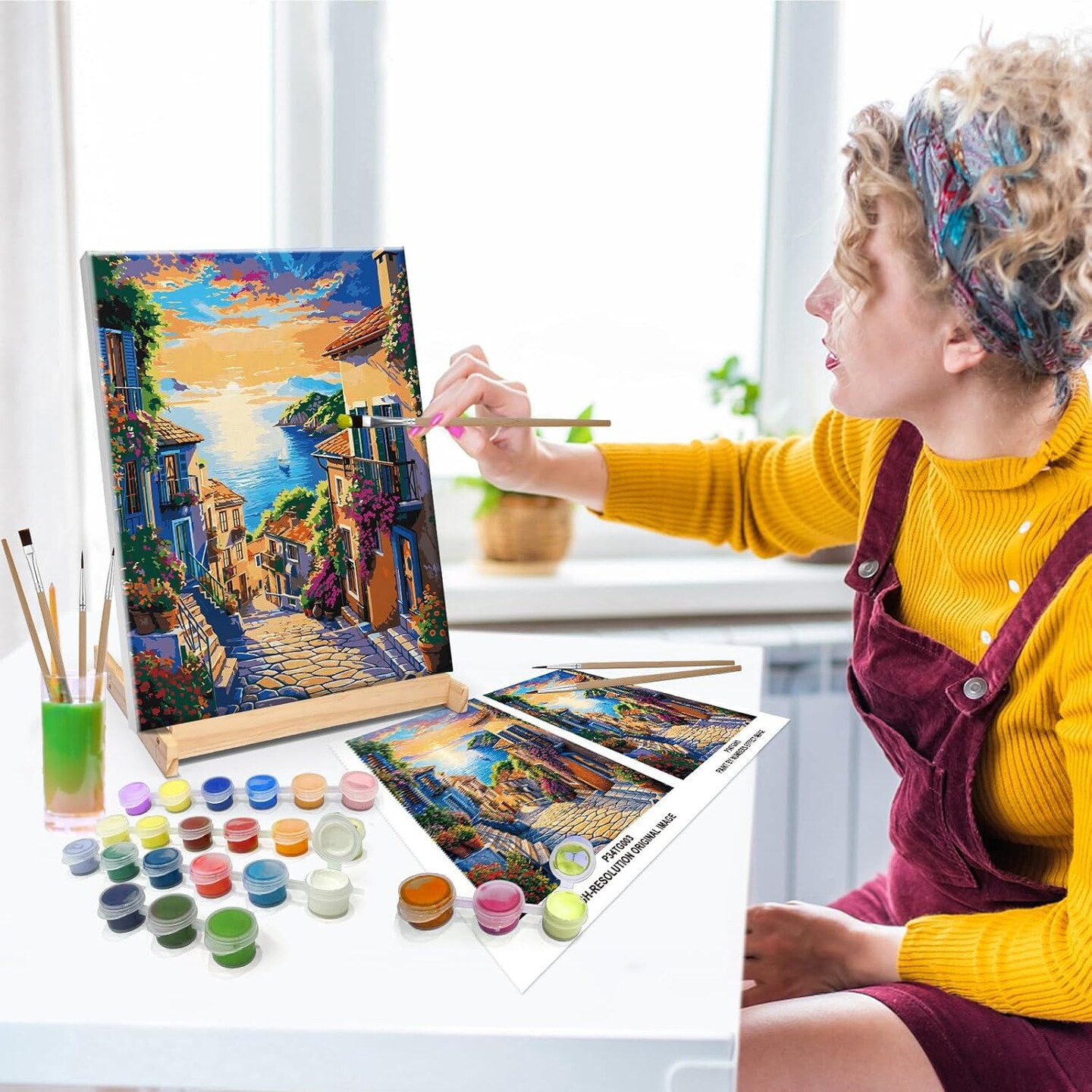 12x16 Inch Paint by Number with Easel Oil Painting Kits for Gift Home Wall Decor