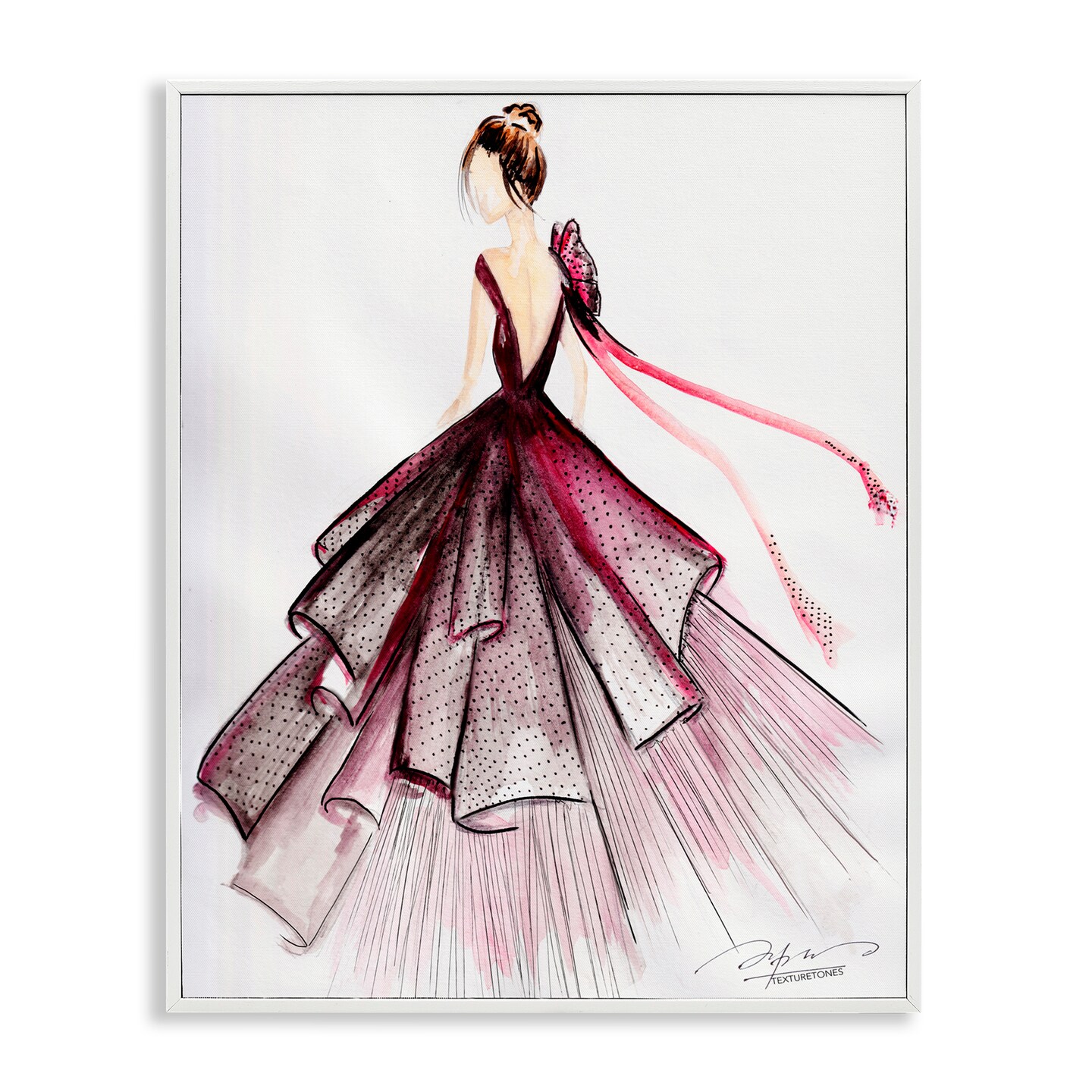 Stupell Industries Feminine Fashion Gown Framed Giclee By Texturetones,  Size: 24 in x 30 in, Model: White Framed | Michaels