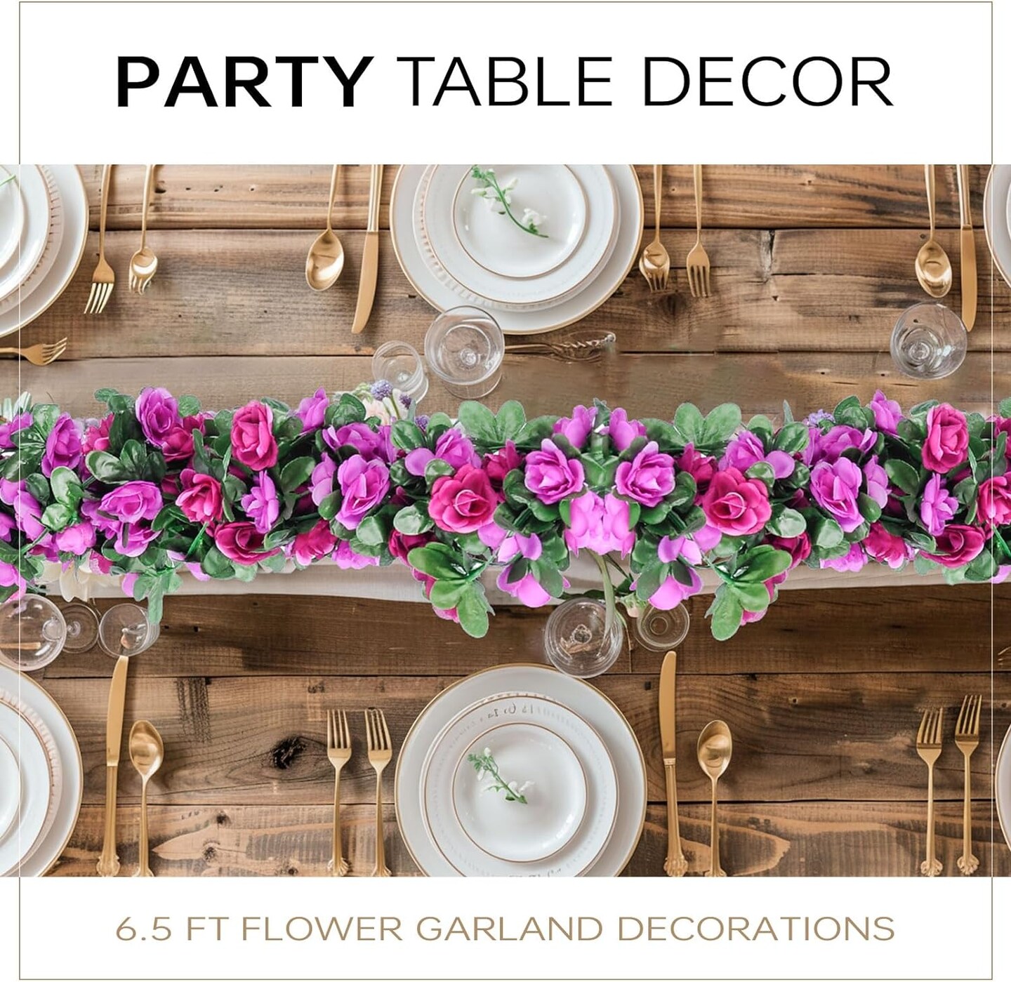 5Pcs 41FT Purple Flower Garland Artificial Rose Arch Vines Fake Spring Floral Garland