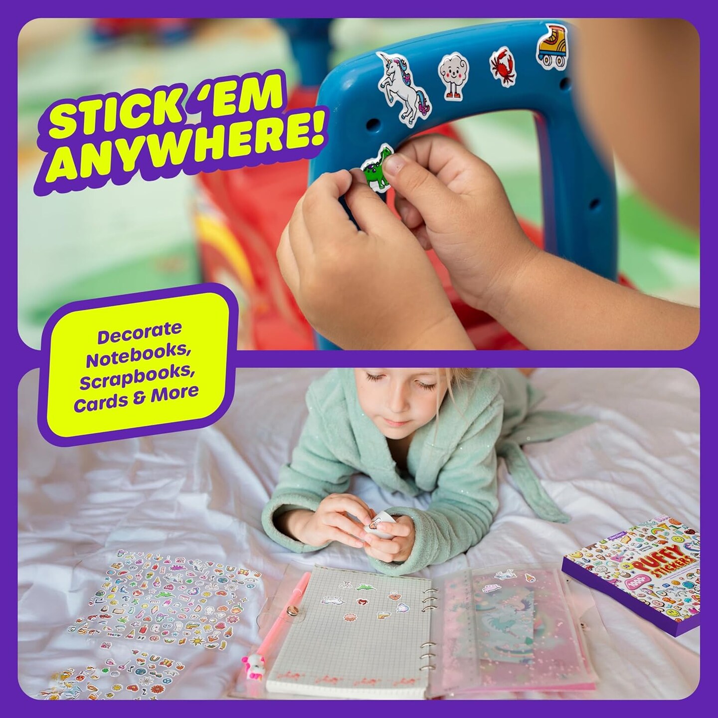 1000+ 3D Puffy Stickers for Kids, Teens, Toddlers Ages 2-4 Years, Girls &#x26; Boys