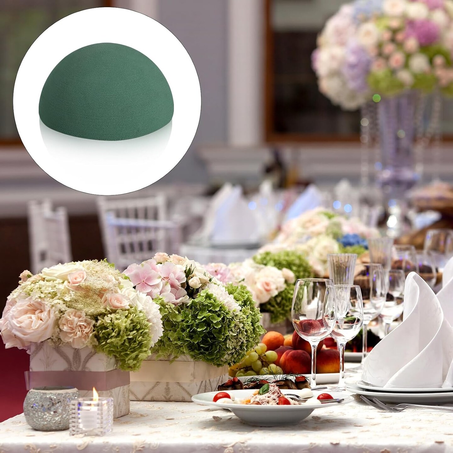 12 Pcs Half Ball Floral Foam Dry Floral Foam Round Foam Block Green Foam Balls