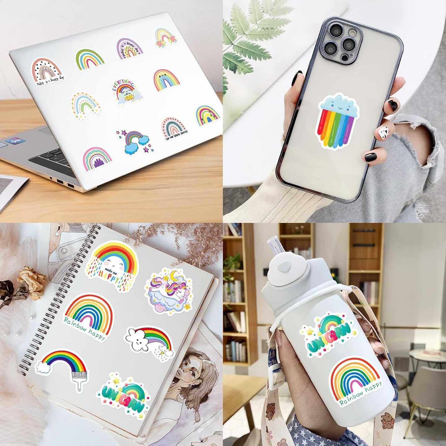 50Pcs Cute Rainbow Stickers for Kids Aesthetic Rainbow Stickers