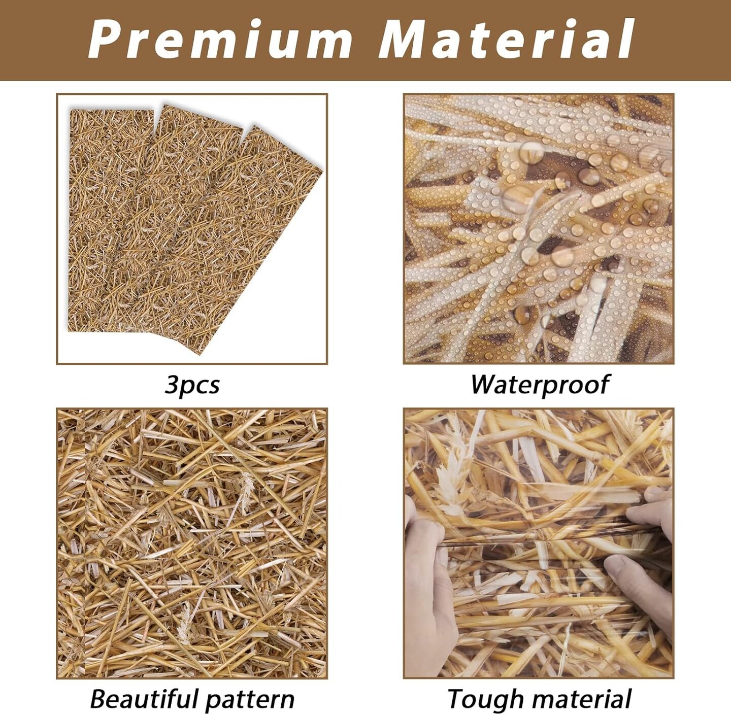 3 Pcs Straw Farm Hay Table Cover Western