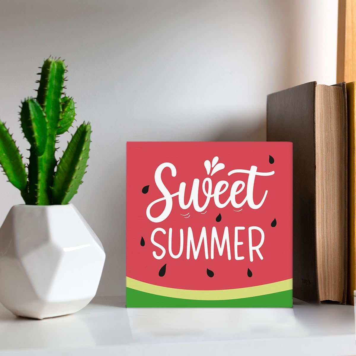 Watermelon Decor Summer Decorations Sweet Summer Wooden Sign Rustic Home Decor 5 x 5 Inches