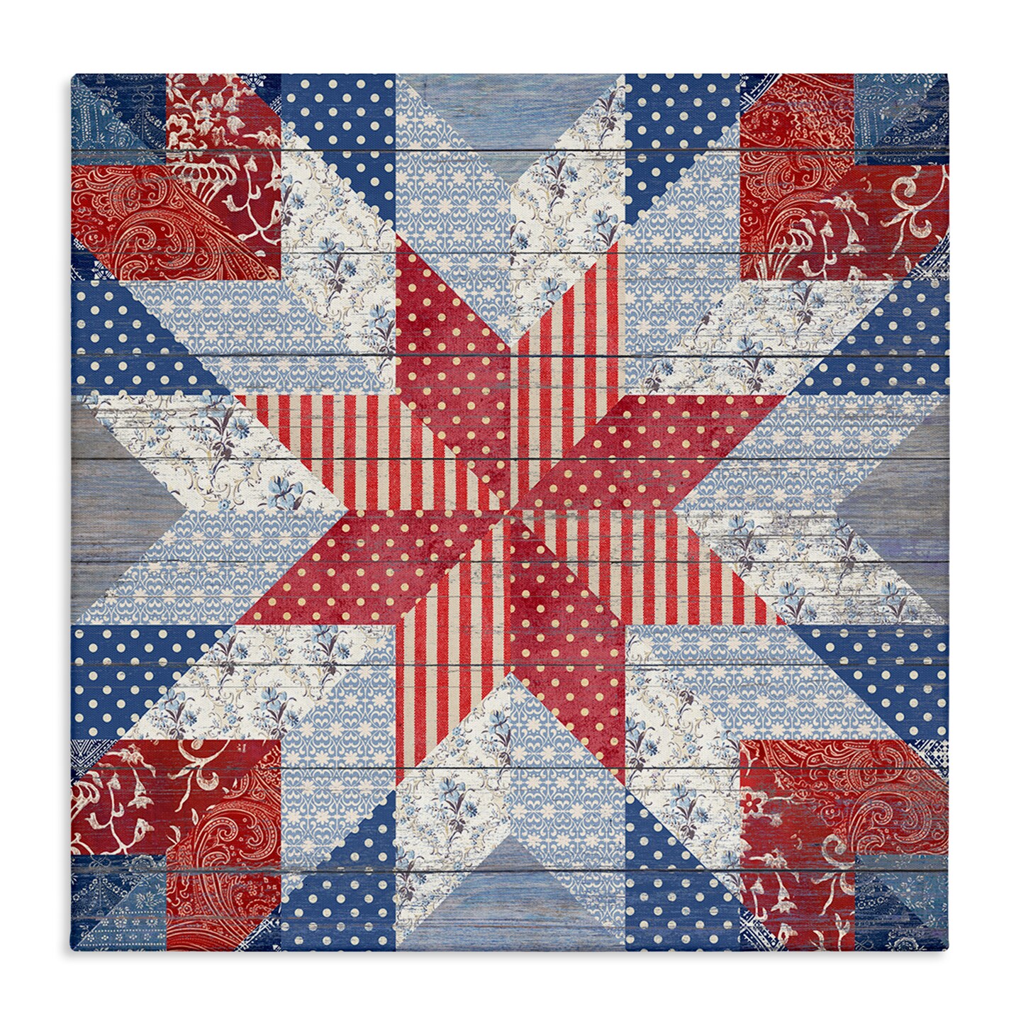 Stupell Industries Patriotic Quilt Pattern Canvas By Susan Arnot