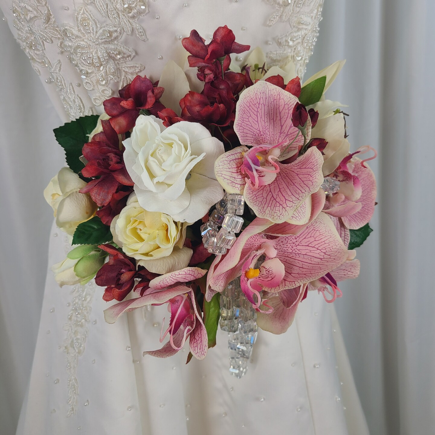 Wedding Bouquet of Phalaenopsis Orchids and Roses Faux Silk Bouquet |  MakerPlace by Michaels, image size:1080x1080