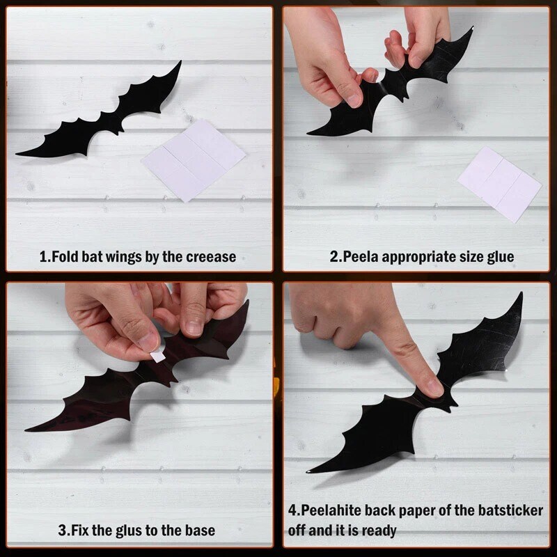 56-Piece 3D Halloween Bat Wall D&#xE9;cor Set