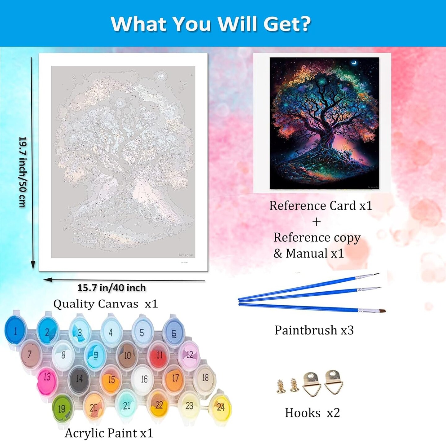 Tree of Life Paint by Numbers for Adults Beginner Canvas Arts Craft for Home Wall Decor 16x20 Inch