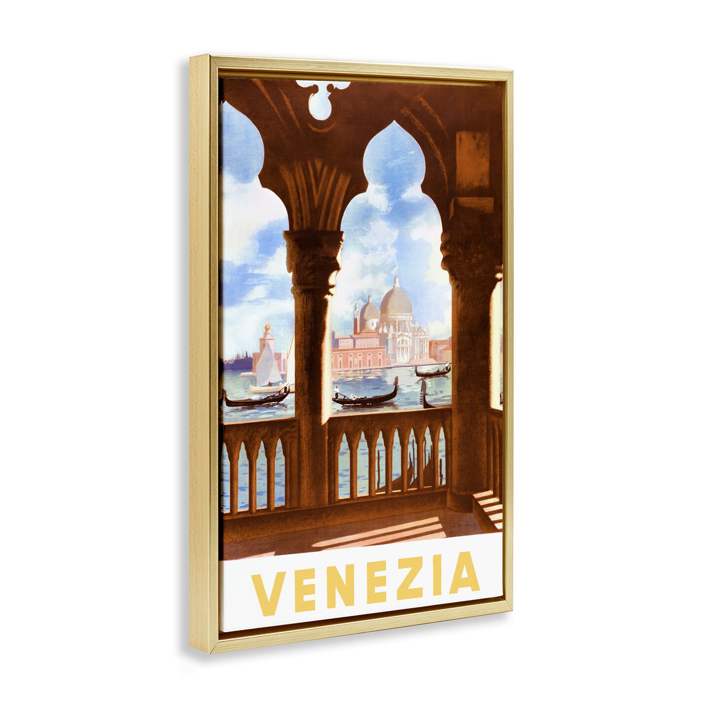 Stupell Industries Venezia Architecture with Boats View Floating Frame By PIDDIX