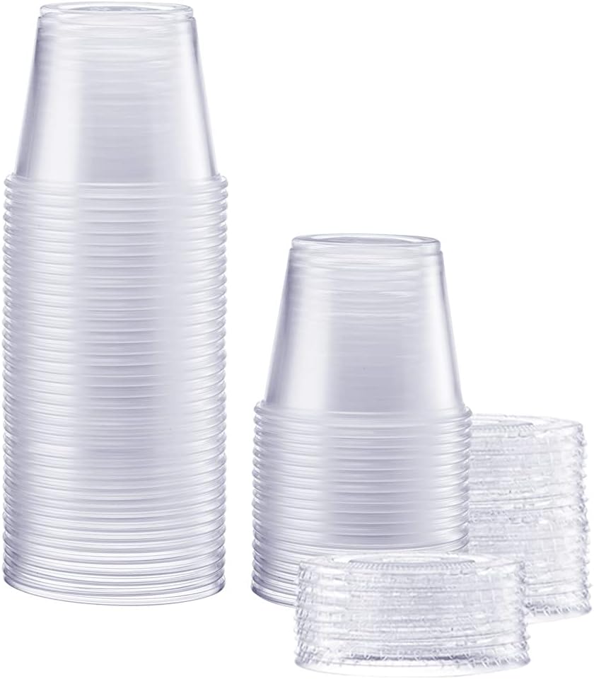 5.5 oz. - 50 Count Clear Disposable Plastic Portion Cups with Lids