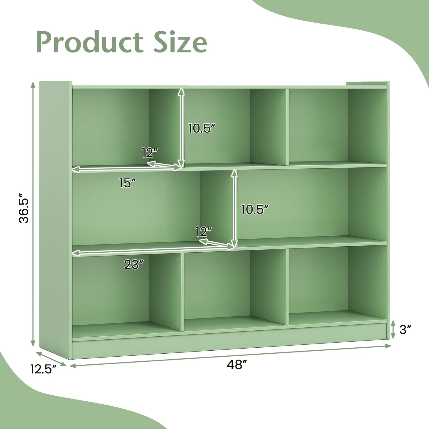 3-Tier Bookcase with 8 Cubes, Engineered Wood and Anti-Tip Kits