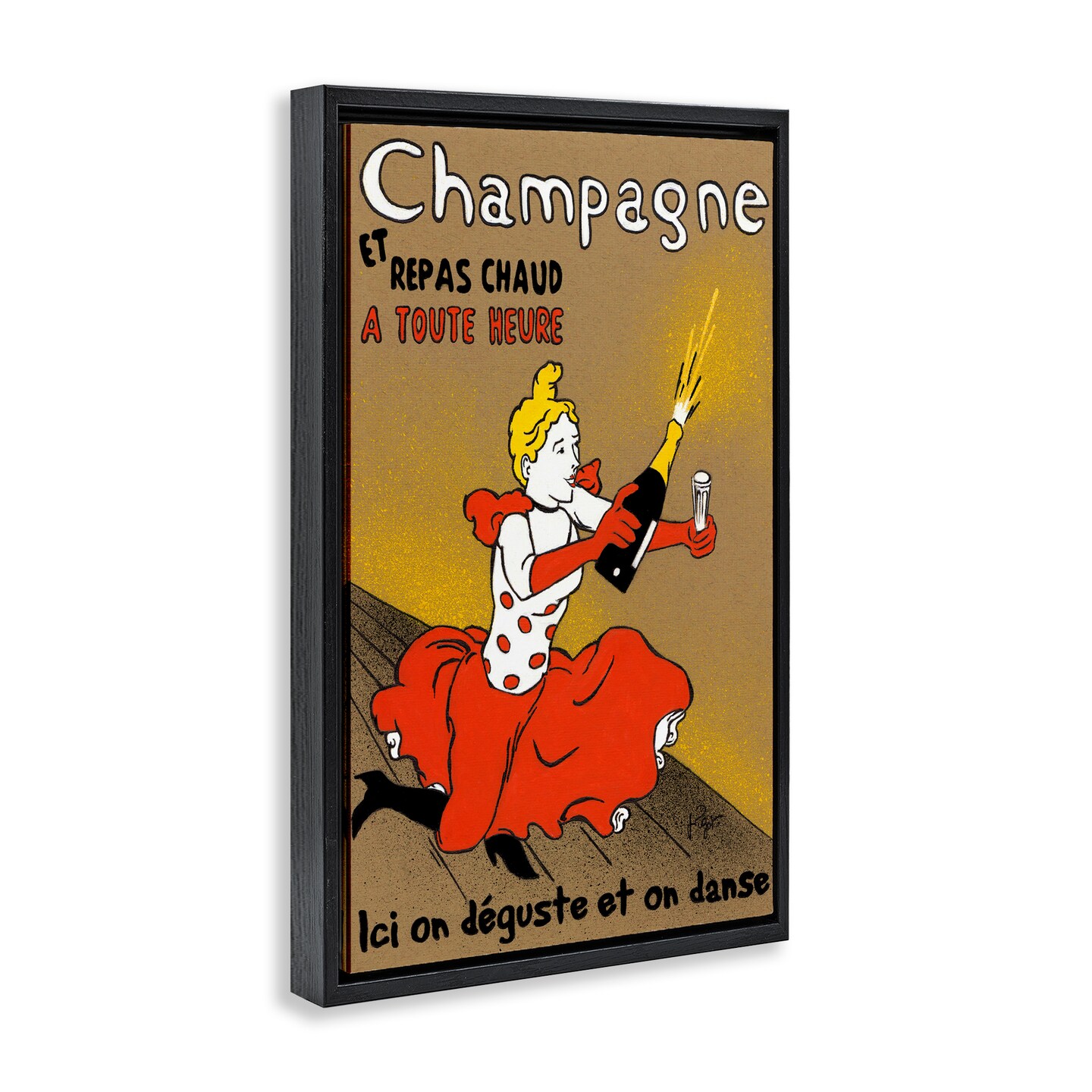 Stupell Industries Antique Champagne Bottle &#x26; Woman Floating Frame By Jean-Pierre Got