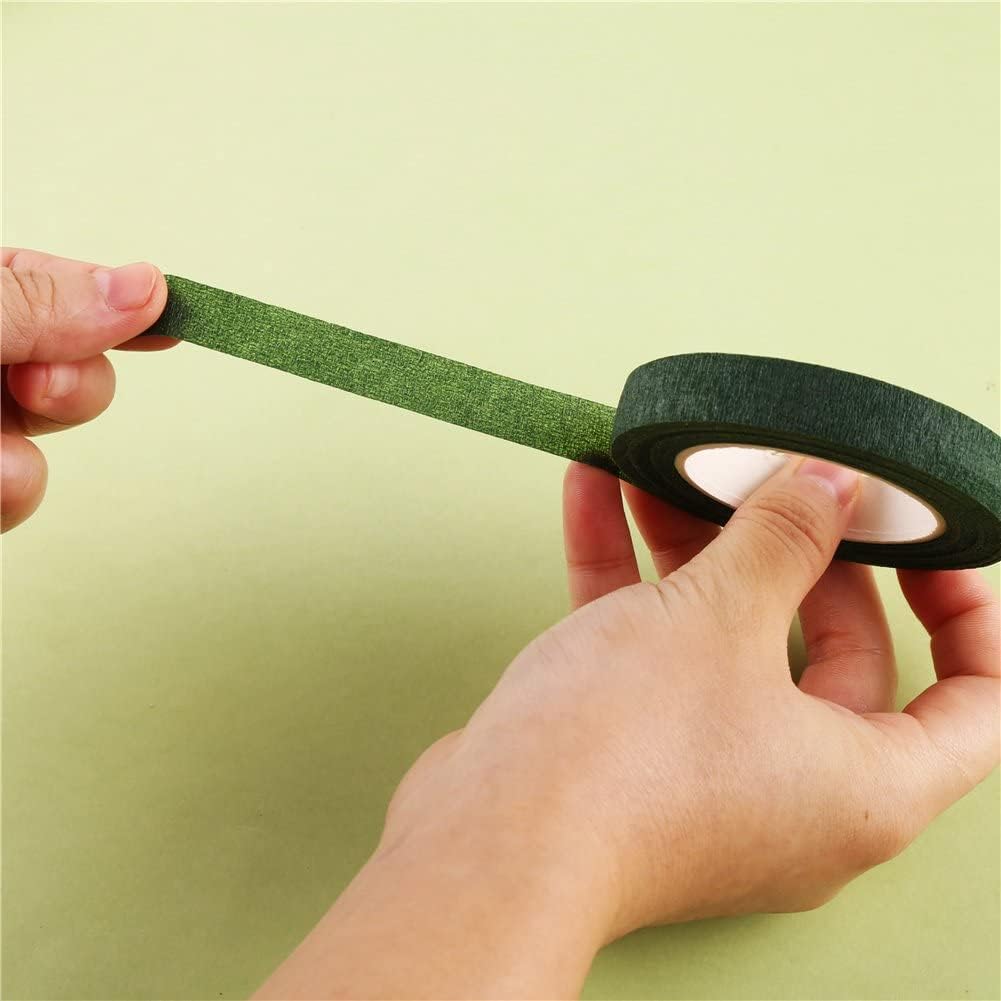 1/2" Wide Dark Green Floral Tapes for Bouquet Stem Wrapping and Floral Crafts Supply