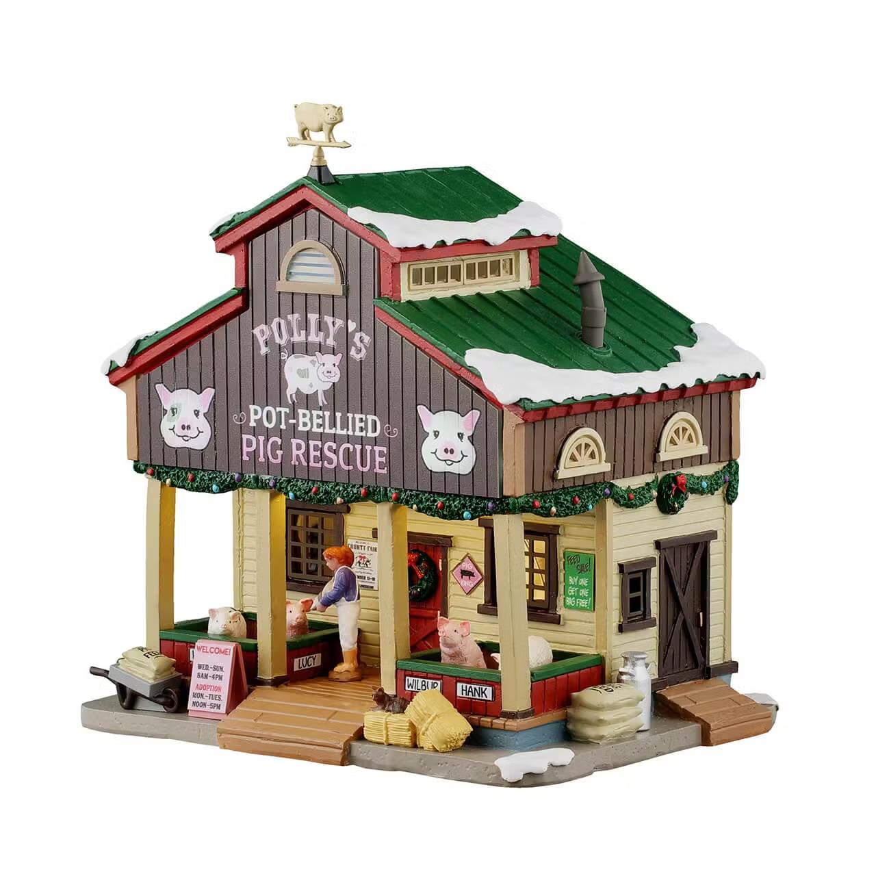 Lemax Harvest Crossing Village: Polly's Pot-Bellied Pig Rescue