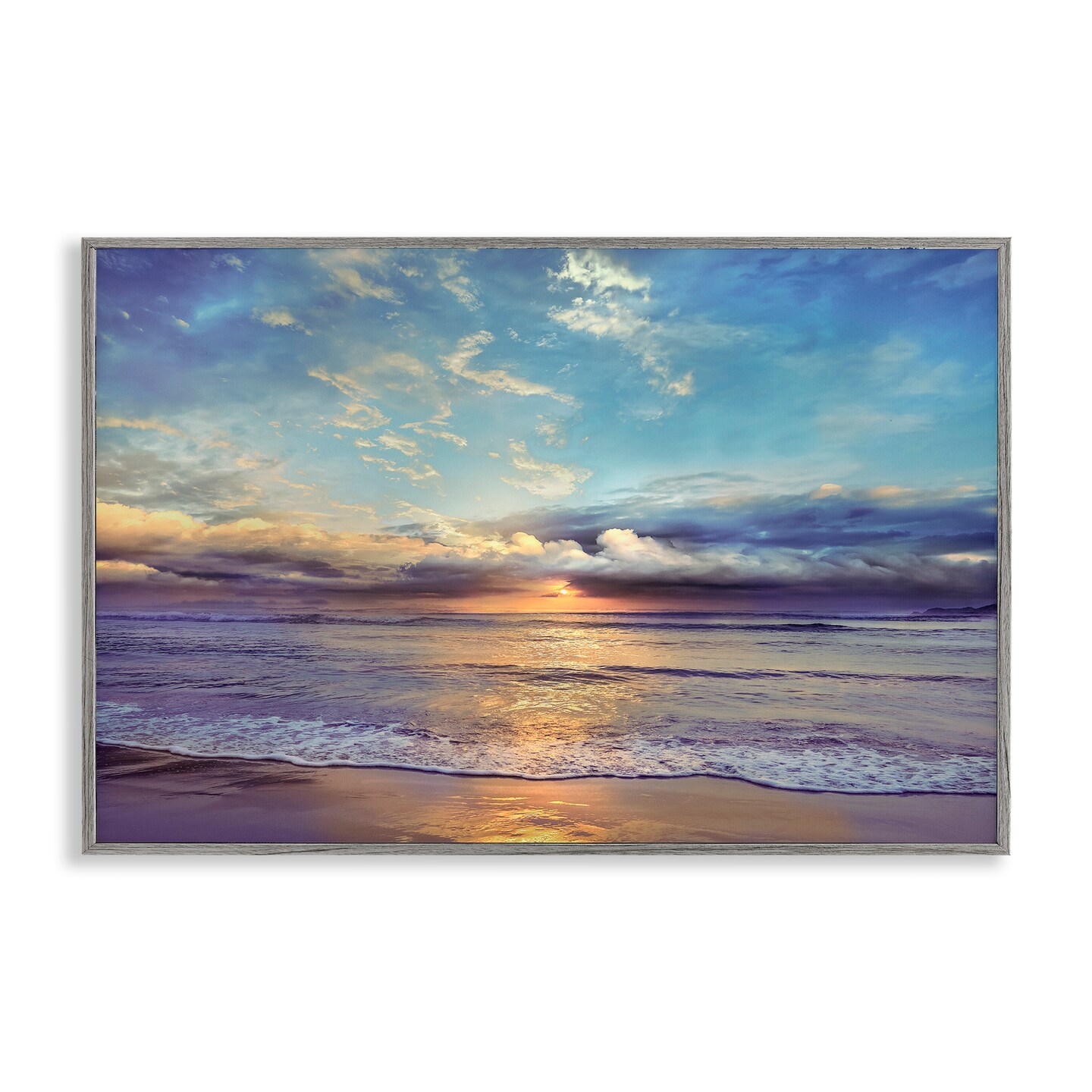 Stupell Industries Sun Rays on Beach Shore Framed Giclee By Mike ...