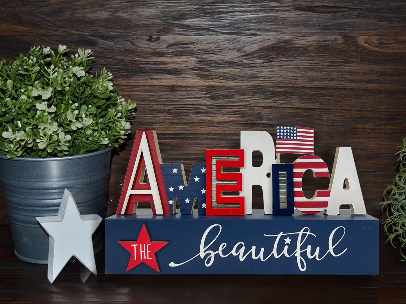 American Patriotic Letter Box Sign 4th of July Decorations(Letter)