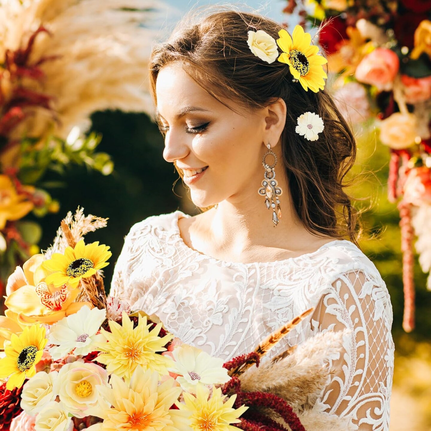 48 PCS Artificial Flower Heads Bulk Silk Faux Flower