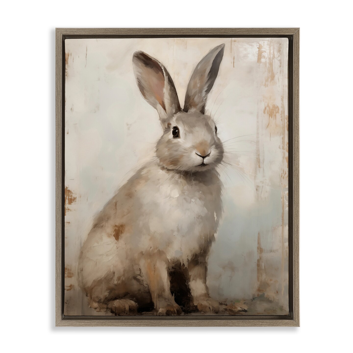 Stupell Industries Neutral Rabbit Portrait Floating Frame By Arlington Prints