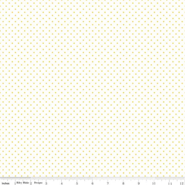 Swiss Dot in Yellow on White (c660-50 yellow) | Swiss Dot | Riley Blake Designs | Riley Blake