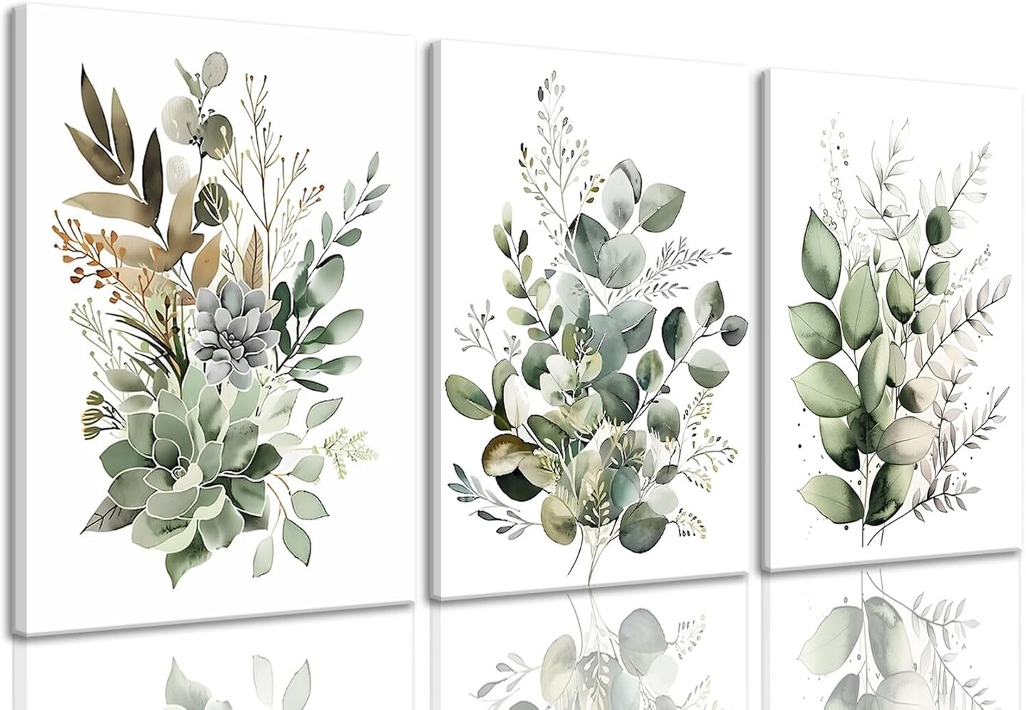 Wall Art Plant Floral Watercolor Poster Canvas Prints Set of 3