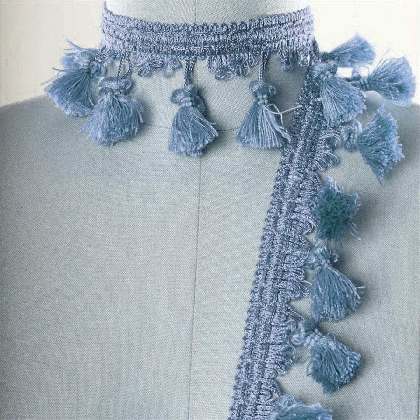 1 Yard Sky Blue Braided Gimp Tassel Fringe Trim for Home Decor