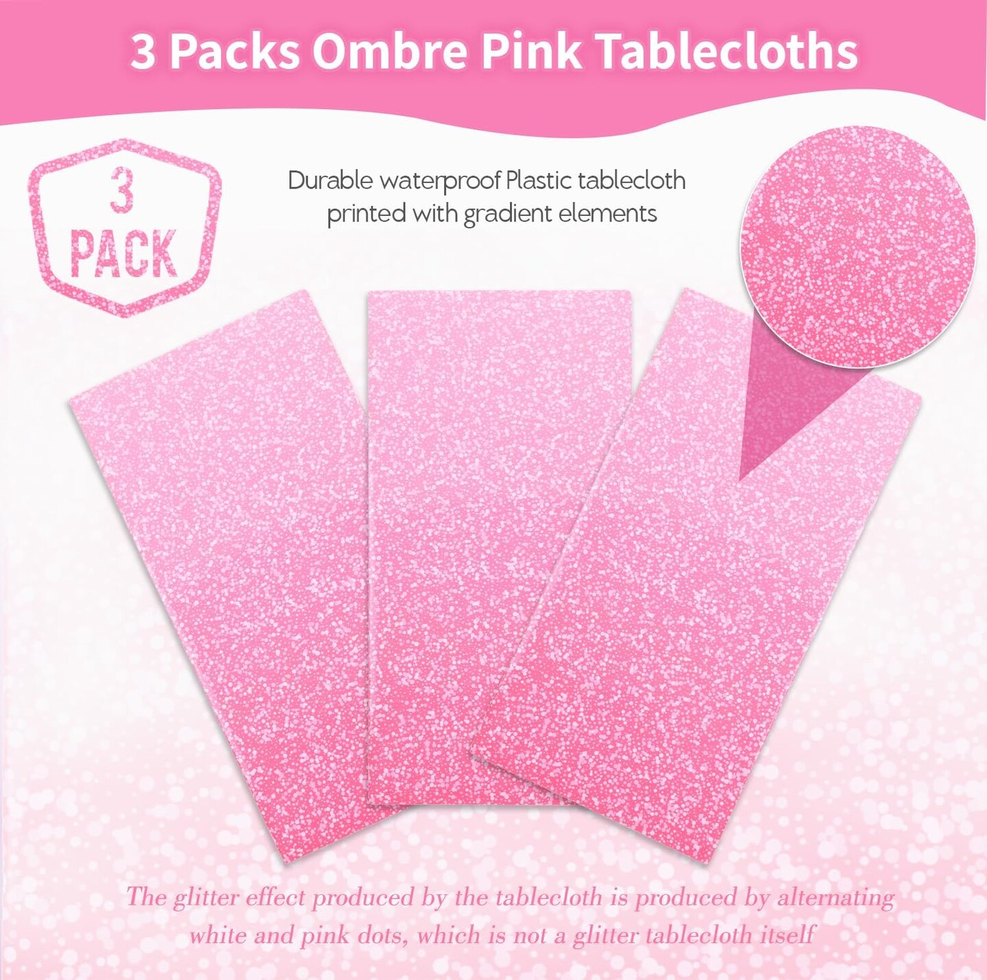 3 Packs Ombre Pink Tablecloth