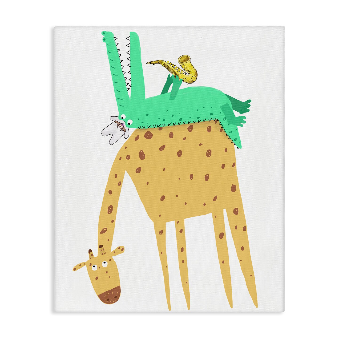 Stupell Industries Wild Animals with Saxophone Canvas By Carla Daly