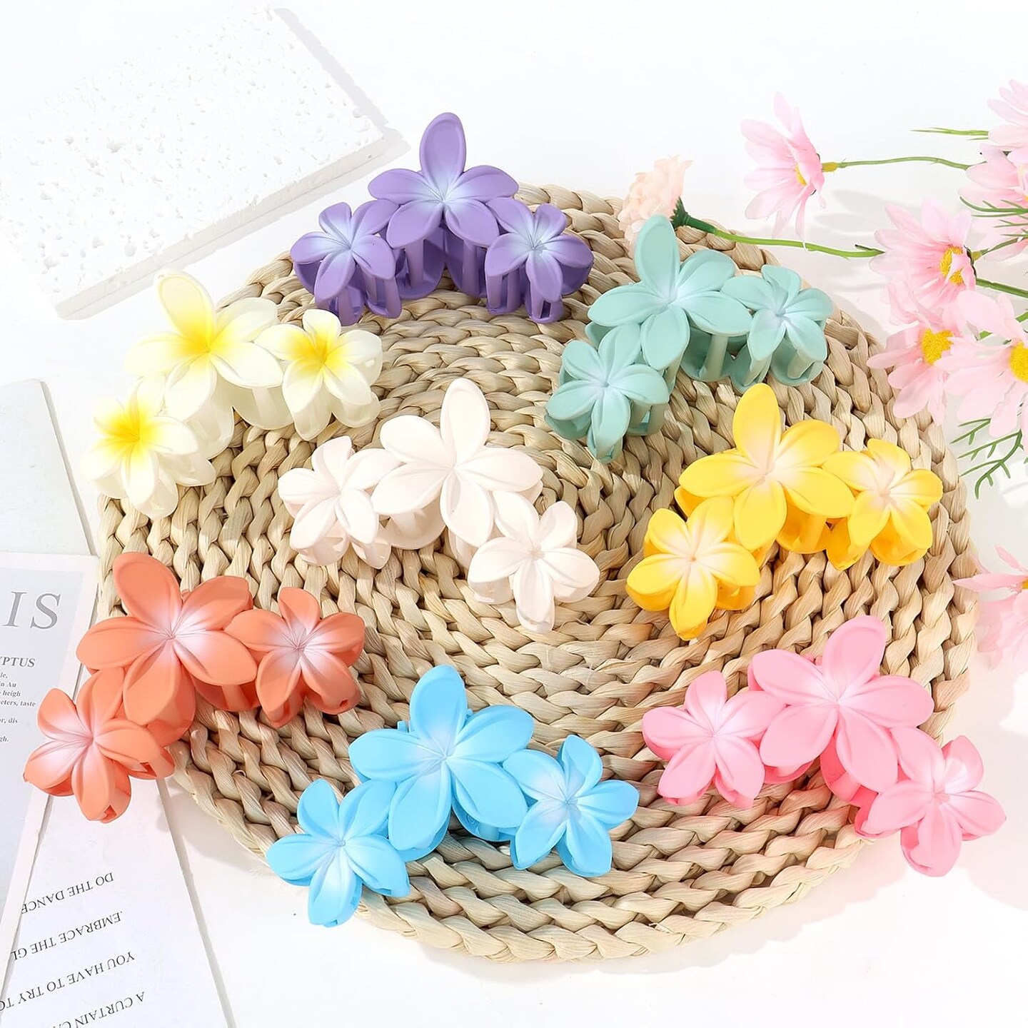 8Pcs Flower Hair Clips Matte Non-slip Hair Claws for Women Large Claw Clips