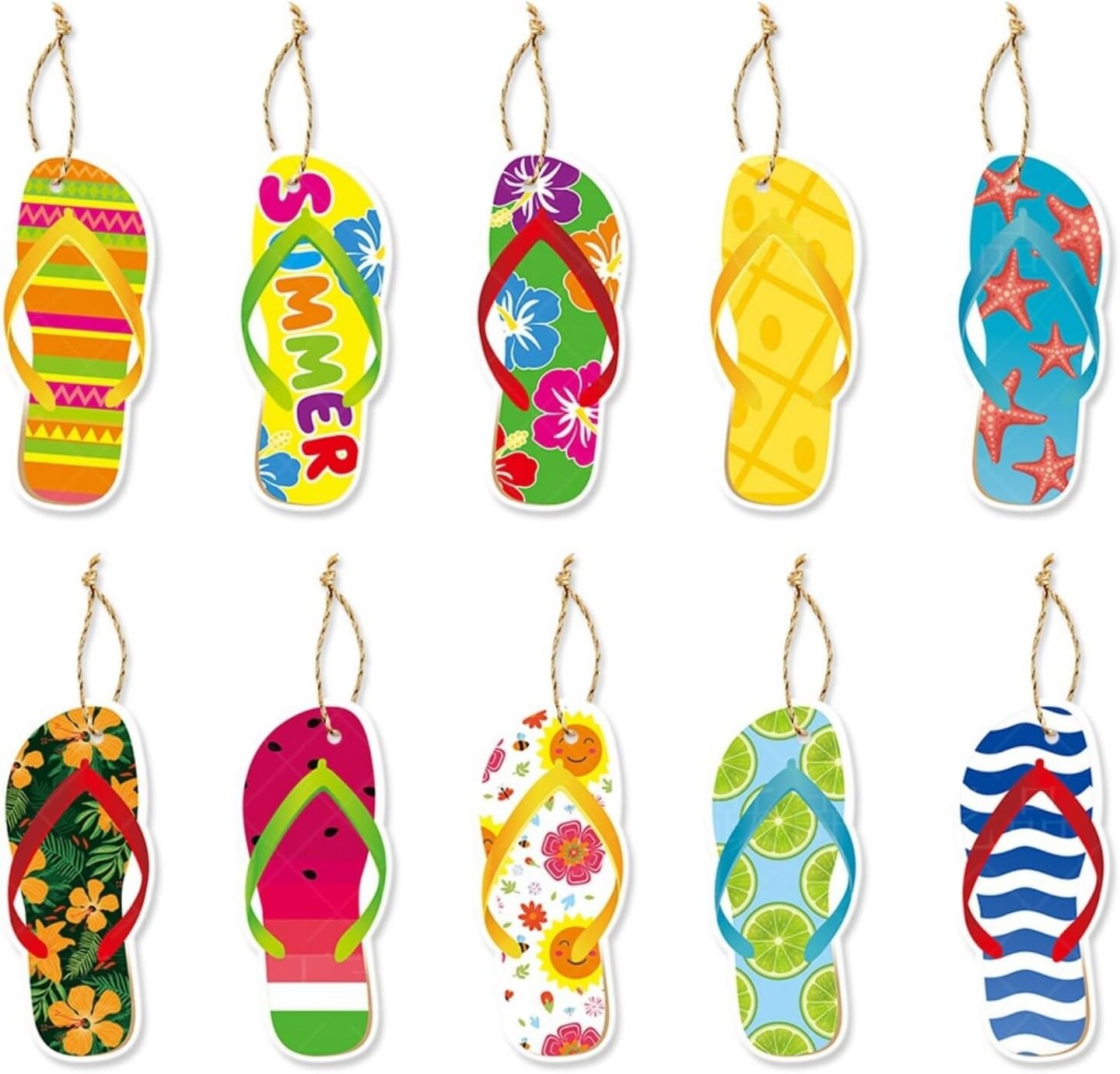 40 Pcs Flip Flop Summer Hanging Ornaments Hanging Tree Hanging Ornament Hawaiian for Party Supplies
