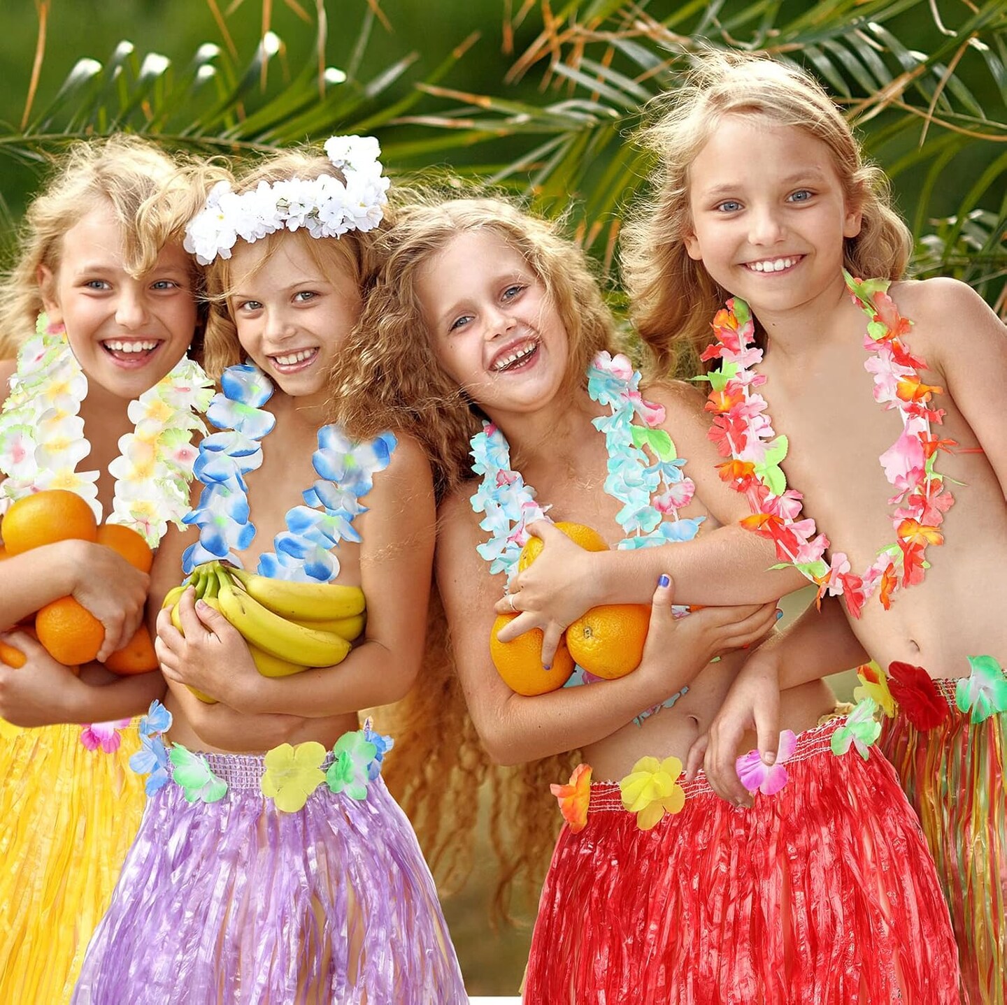 72 Pieces Plastic Leis Bulk in Bright Colors Lei Necklaces Assortment Tropical Decorations